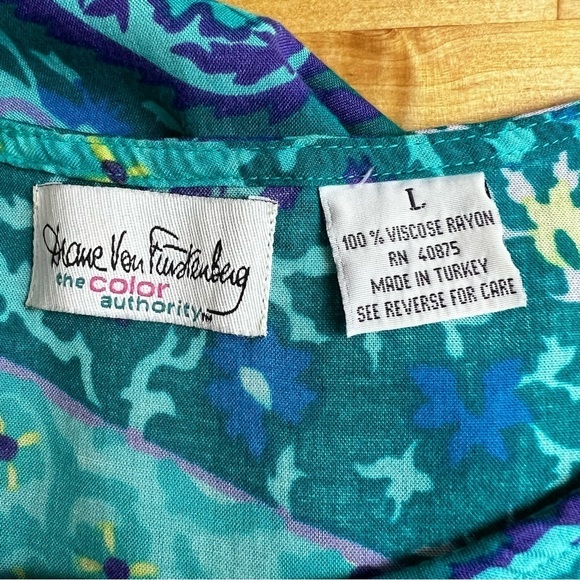 Diane von Furstenberg Color Authority Paisley Viscose Rayon Tunic Tank Size L - Picture 8 of 11